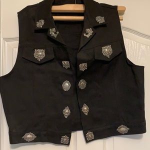 Black Vest with Pewter Embellishment